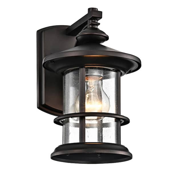 Unbranded Oil Rubbed Bronze Outdoor Downlight Wall Lantern Sconce with Clear Glass Weathered