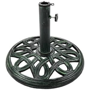 17 in. Round Green Cast Iron Outdoor Patio Umbrella Base Stand