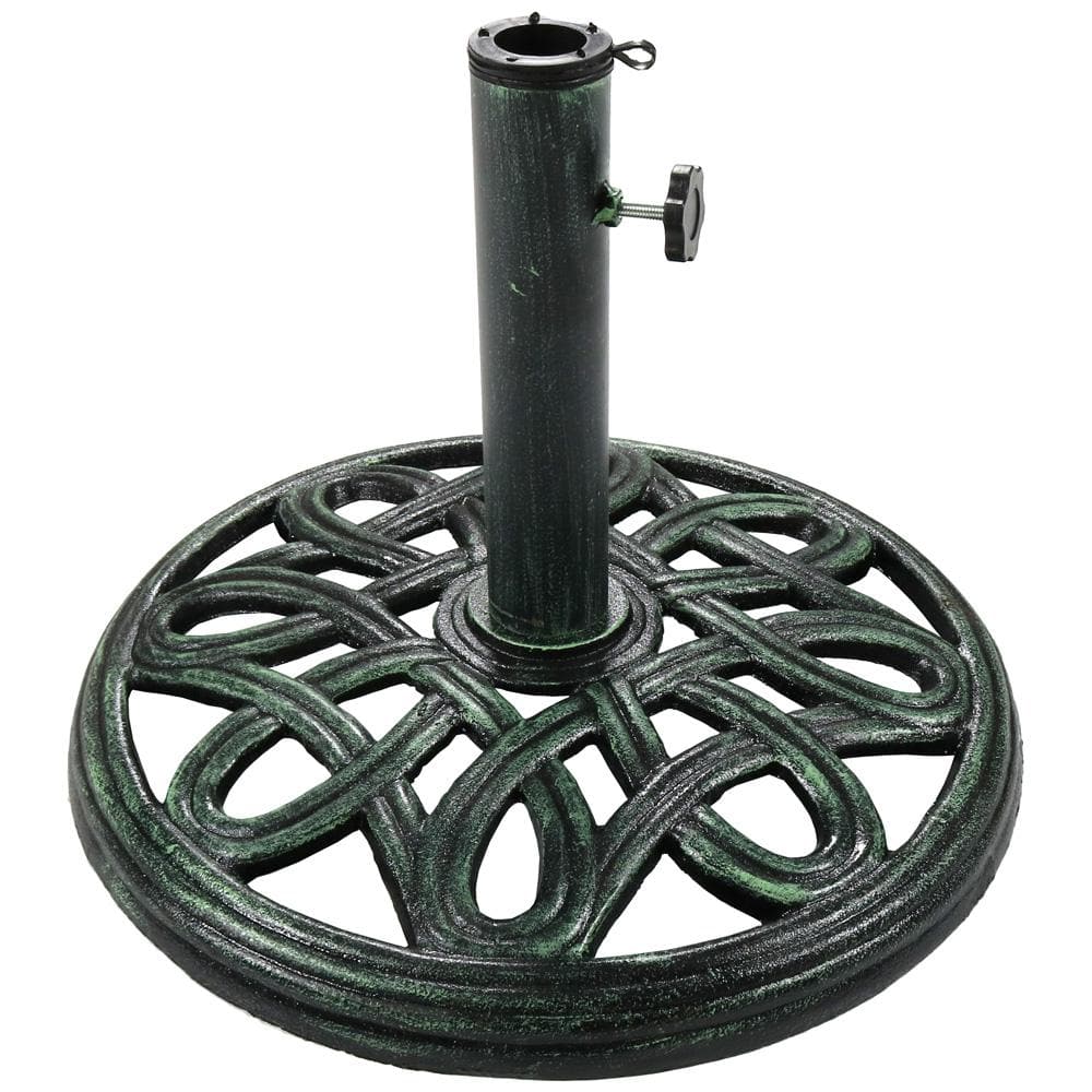 【a.depeche 】IRON UMBRELLA STAND(S) Sunnydaze 17 in. Round Green Cast Iron Outdoor Patio