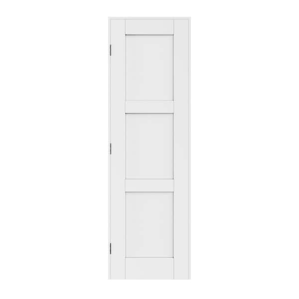 24 in. x 80 in. Paneled Blank 3-Lite Right Handed White Solid Core MDF Door Kit with Quick Assemble Jamb
