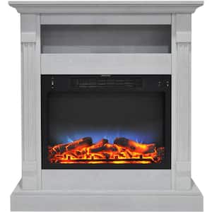 Sienna 34 in. Electric Fireplace with Multi-Color LED Insert and White Mantel