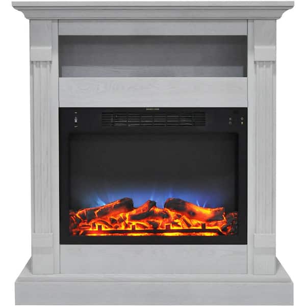 Cambridge Sienna 34 in. Electric Fireplace with Multi-Color LED Insert and White Mantel