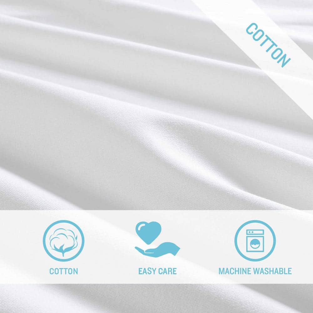 White Cotton Euro Shams with Beige Trim, 26" x 26", Set of 2