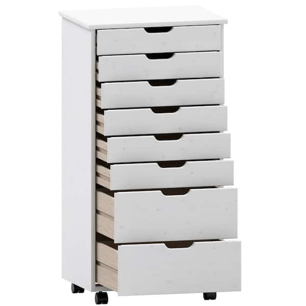 Large White 8-Drawer Storage Rolling Cart – Community Furnishings