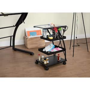 Triflex 18.5 in. W x 16 in. D x 25.5 in. H Metal and Glass Craft Supply Storage Mobile Taboret Cart