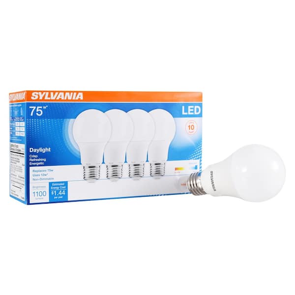 Sylvania A19 LED 75W Equivalent Frosted Finish Cool White Light Bulb 2 Pack