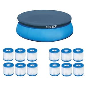 8 x 8 ft. Round Blue Above Ground Pool Leaf Polyethylene Cover plus 12 Type H Easy Set Filter, 2.4 lbs. Product Weight