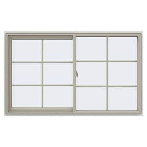 59.5 in. x 35.5 in. V-2500 Series Desert Sand Vinyl Left-Handed Sliding Window with Colonial Grids/Grilles
