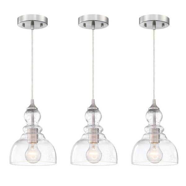 3-Pack 1-Light Brushed Nickel Mini Pendant Light
