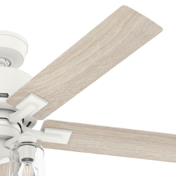 Hunter - Hunter 52 in. Techne Wi-Fi HunterExpress Matte White Smart Ceiling Fan with LED Light Kit and Handheld Remote