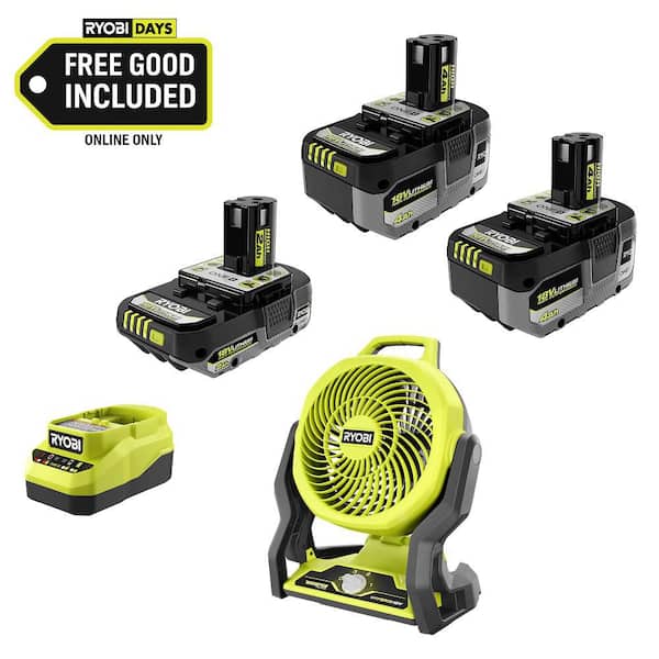 RIDGID 18V Cordless Jobsite Fan Kit with 4.0 Ah Battery and