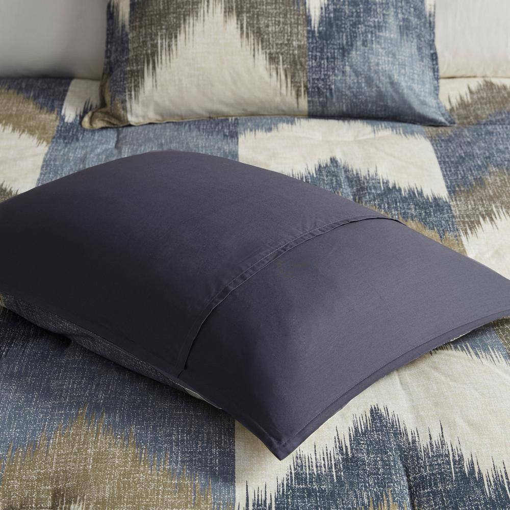 Full Navy Cotton Reversible Comforter Set with Graphic Detail