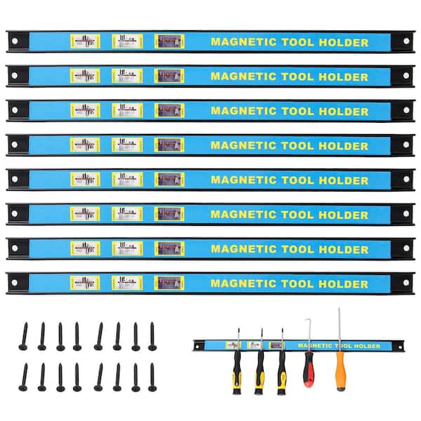 8-Piece 18 in. Heavy Duty Magnet Tool Bar, Magnetic Tool Holder, Magnetic Tool Holder Strip
