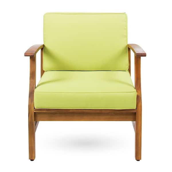 Anky Green Wood Outdoor Lounge Chair with Green Cushion