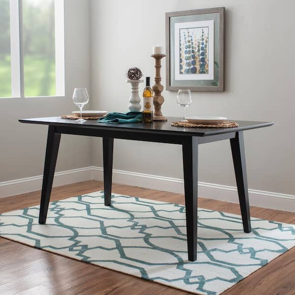 Linon Home Decor Marlene Black wood top 60 in. W 4 legged Dining Table seats 6
