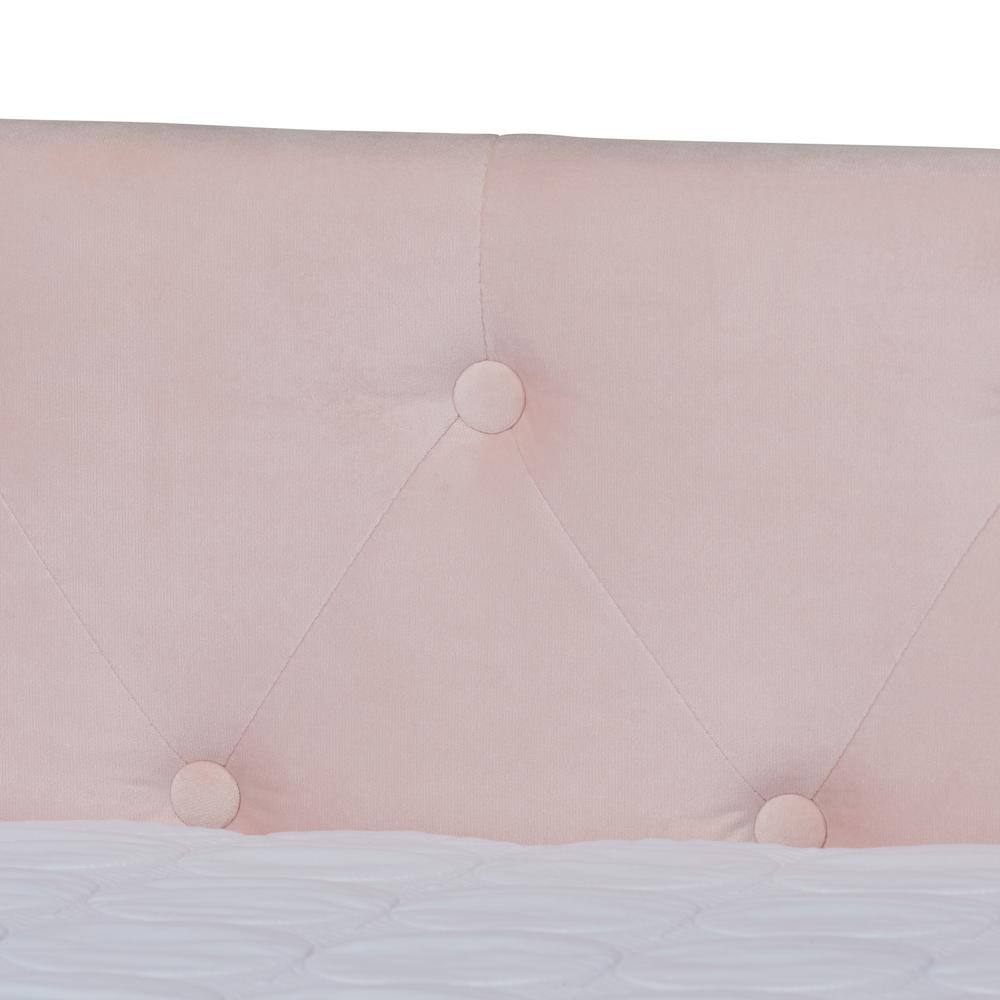 Pink Velvet Upholstered Queen Daybed with Trundle and Tufted Design