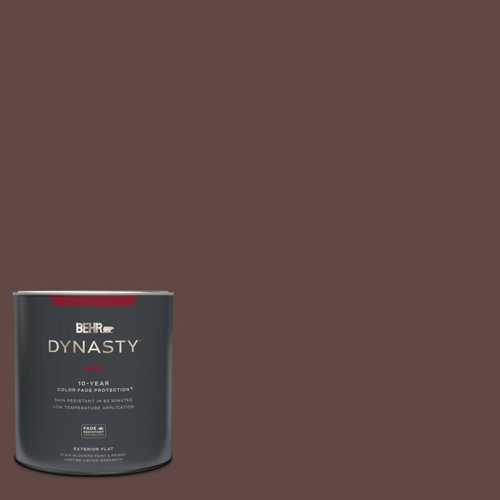BEHR DYNASTY 1 qt. 710B7 Rich Mahogany Flat Exterior StainBlocking Paint & Primer 465304