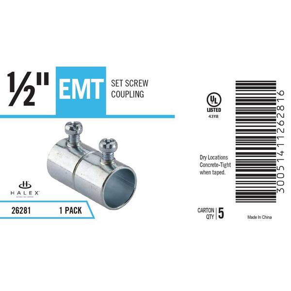 Halex - 1/2 in. Electrical Metallic Tube (EMT) Screw-In Coupling (10-Pack)
