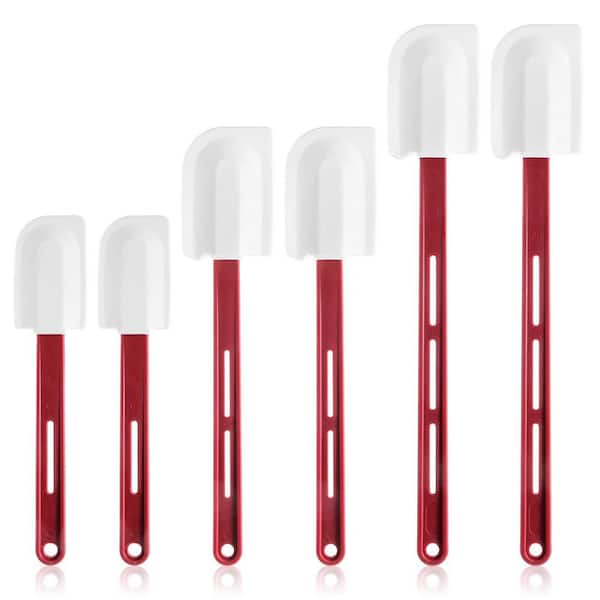 High Temp Silicone Red Finish Pizza Scraper Type 6 Pcs Heat Resistant Rubber Spatula Kitchen Mixing Baking