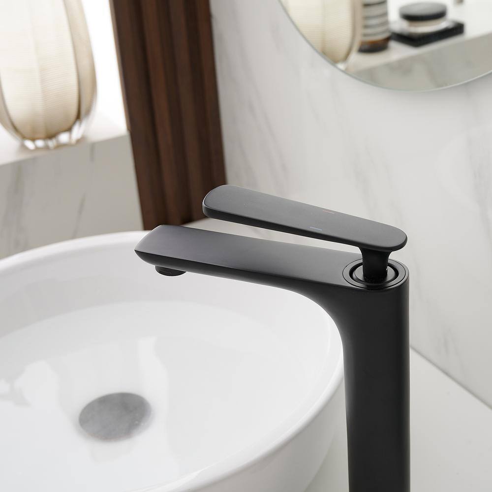 Matte Black Single Handle High Arc Vessel Sink Faucet