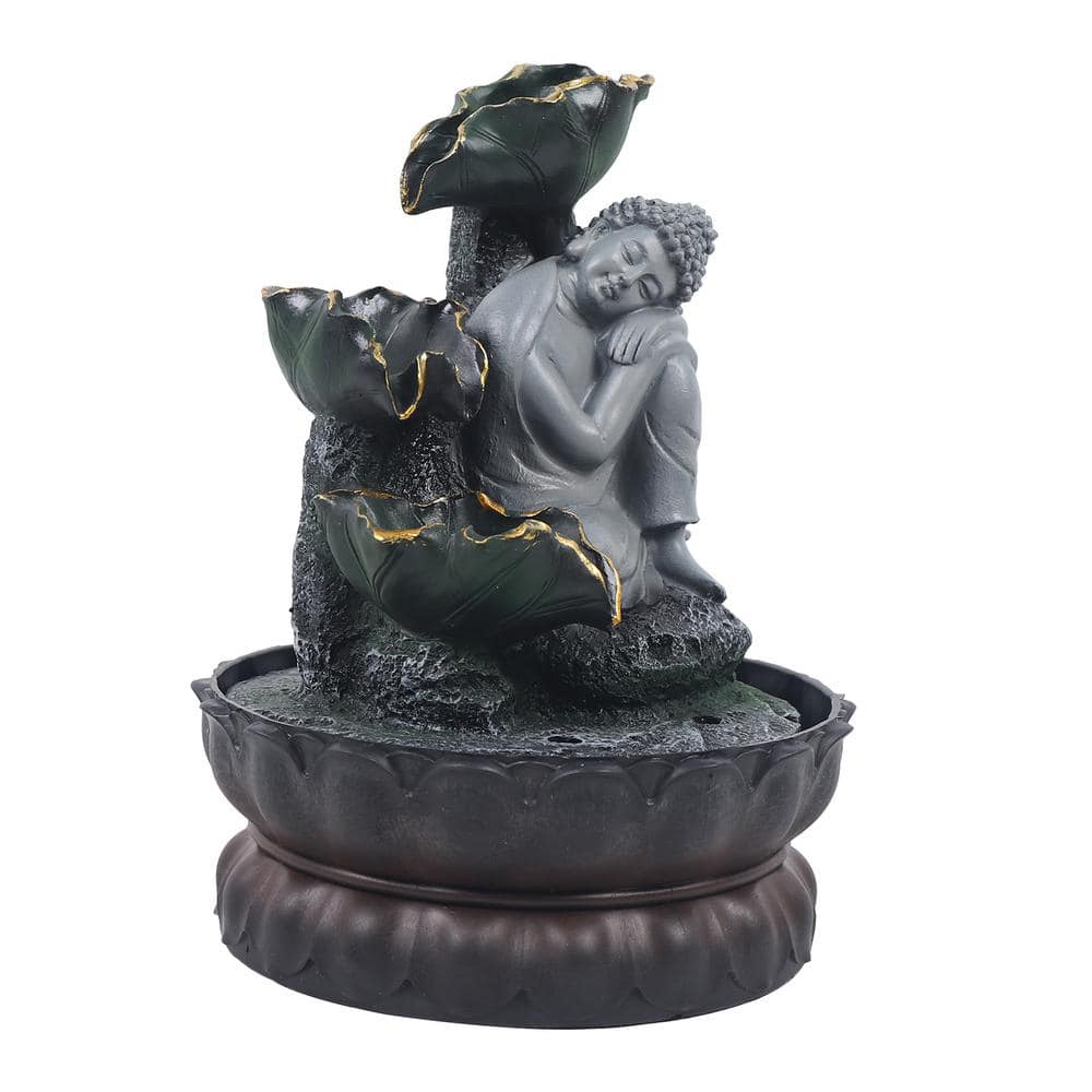 YIYIBYUS Tabletop Handmade Sitting Sleeping Buddha Statue Running Water ...