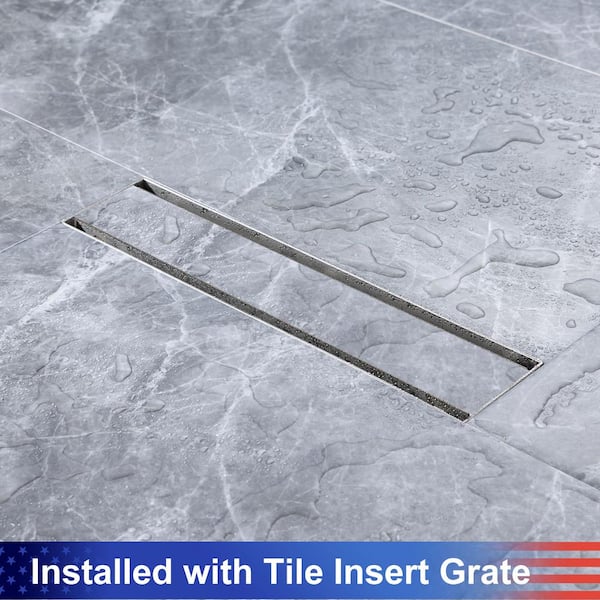 12 in. Stainless Steel Linear Shower Drain with Tile-in Cover in Brushed Nickel