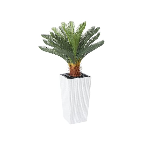 4 ft.UV Resistant Artificial Cycas Plant with Tall Planter for Indoor Outdoor Office Home Decor