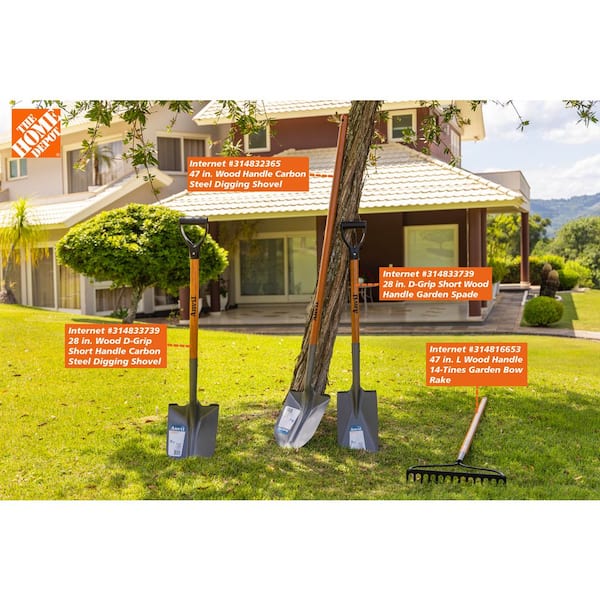 Anvil 28 in. D-Grip Short Wood Handle Garden Spade 77424-948 - The