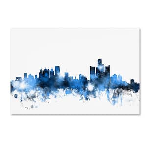 22 in. x 32 in. Detroit Michigan Skyline II by Michael Tompsett Floater Frame Architecture Wall Art