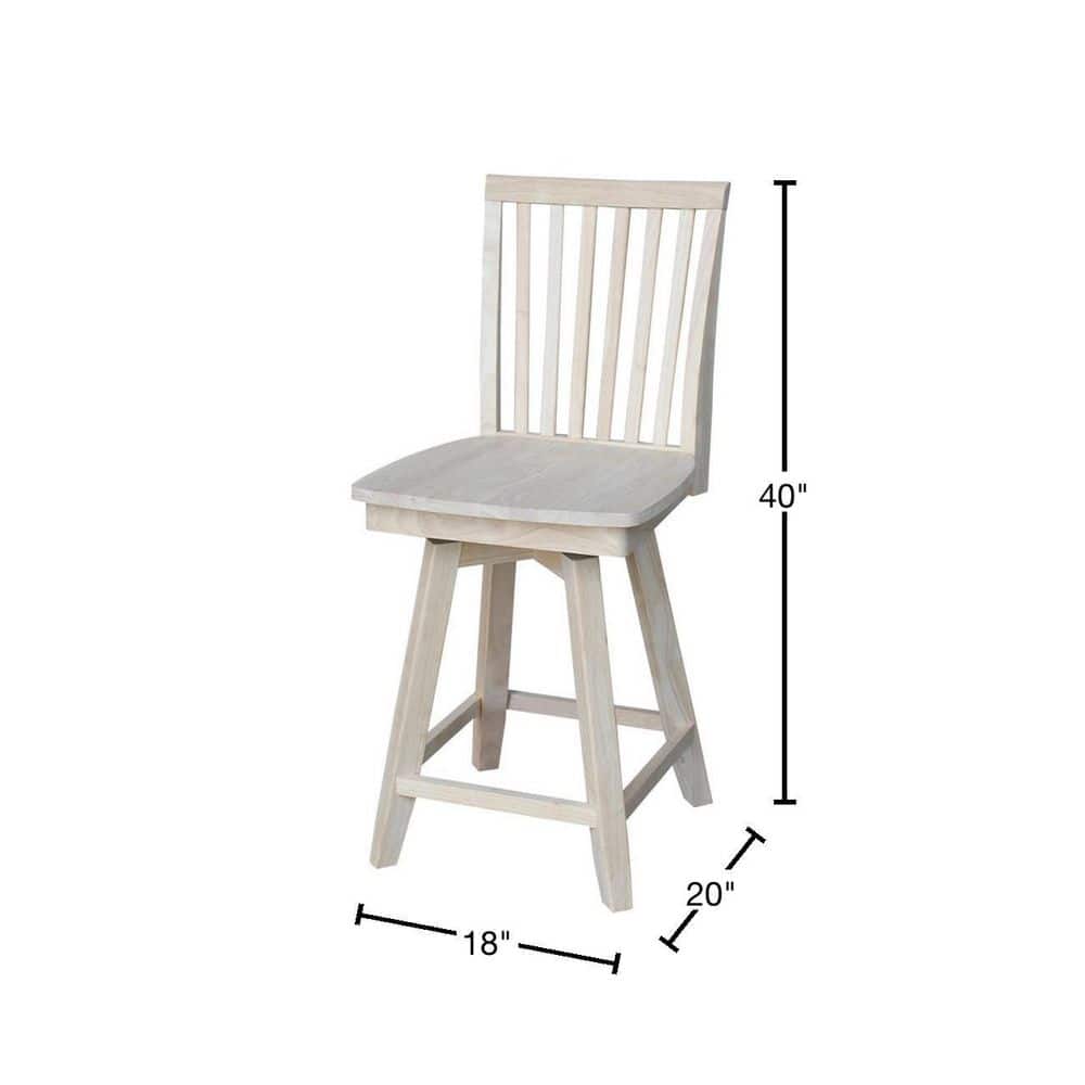 Brown Parawood Swivel Counter Stool, 24" Height