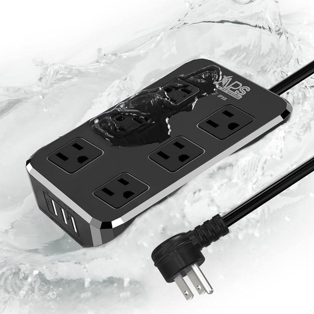 6 IPX6 Waterproof Surge Protector Power Strip, Outdoor Extension Cord with