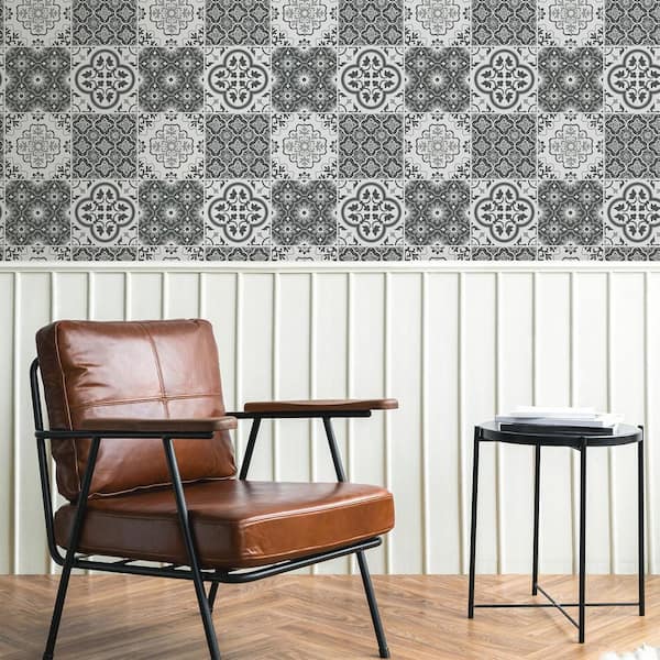 Grey Lisbon Tile Peel and Stick Vinyl Wallpaper