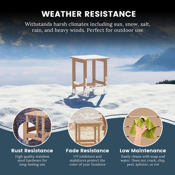 Laguna 3-Piece Fade Resistant Outdoor Patio HDPE Poly Plastic Adirondack Rocking Chairs and Side Table Set, Teak