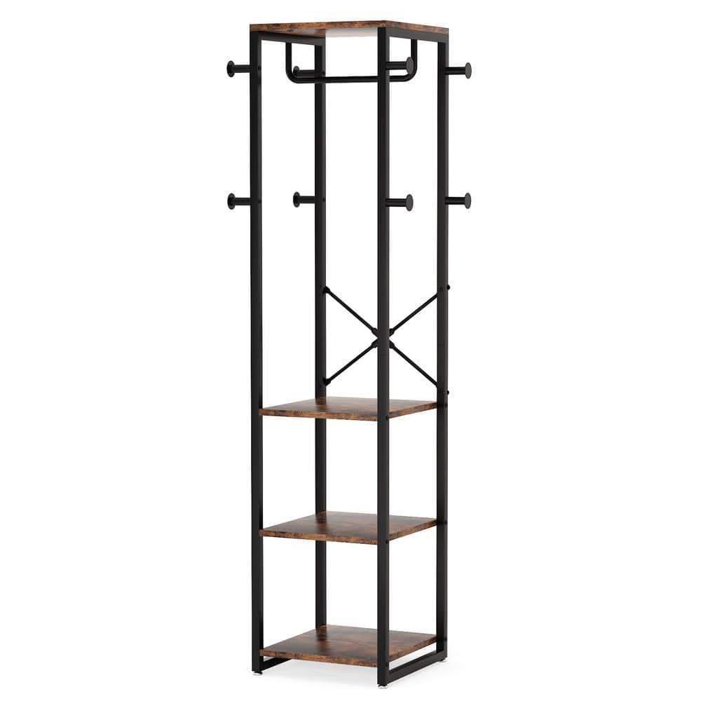 Tribesigns Cynthia Brown Coat Rack with 3 Shelves, 8 Hooks and 1 Hang Rod  FFHD-JW0177 - The Home Depot