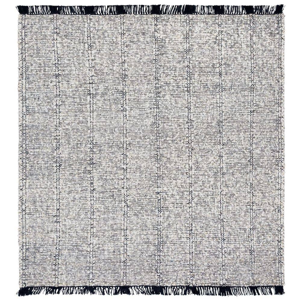 Black/color Rug Square SAFAVIEH Manhattan 6 ft. x 6 ft. Ivory/Black Solid Color Distressed ...