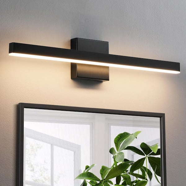 24 in. 1-Light Modern Bathroom Light Fixture Over Mirror Black LED Vanity Light Bar With 20W Dimmable 5CCT Wall Sconce