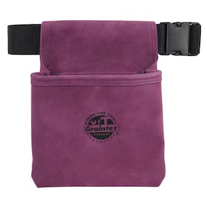 Purple Suede Leather 1-Pocket Nail and Tool Pouch with Belt