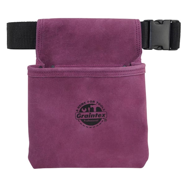 Graintex Purple Suede Leather 1-Pocket Nail and Tool Pouch with Belt