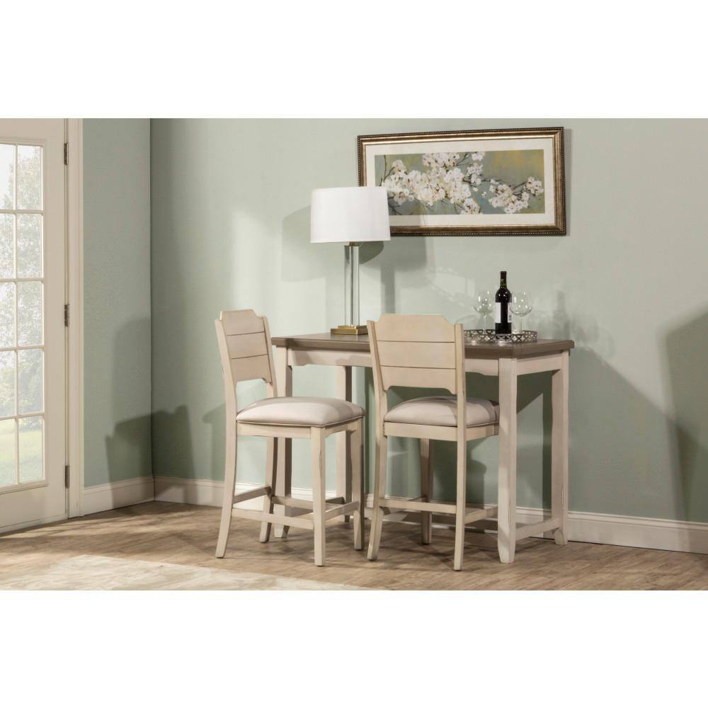 Sea White Wood 3-Piece Counter Height Dining Set