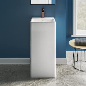 Concorde 1-Piece Glossy White Ceramic Square Pedestal Sink