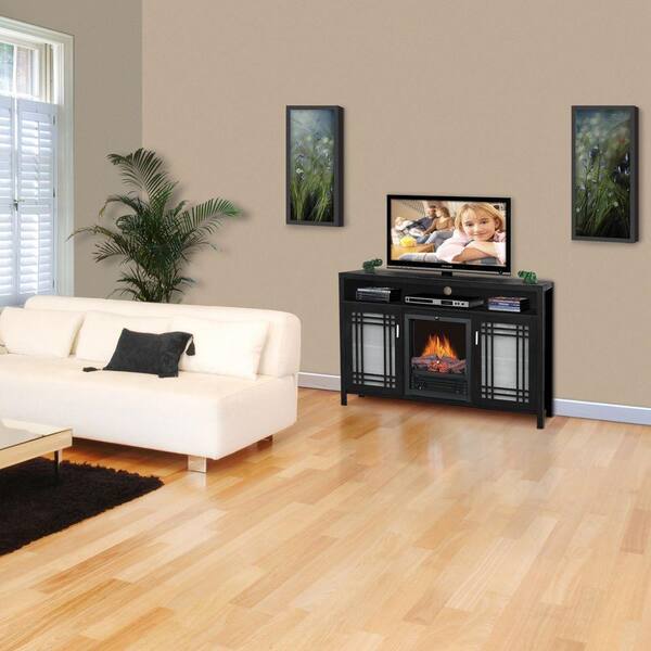 Quality Craft 48 in. Media Console Electric Fireplace in Cappuccino