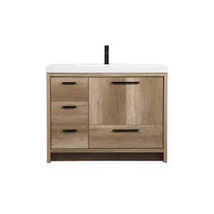 Timeless Home 42 in. W x 22 in. D x 34 in. H Bath Vanity in Natural Oak with White Resin Top