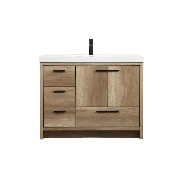 Unbranded Timeless Home 42 in. W x 22 in. D x 34 in. H Bath Vanity in Natural Oak with White Resin Top