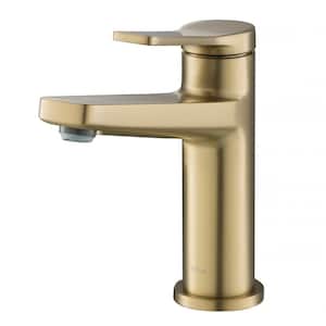 Indy Single Hole Single-Handle Basin Bathroom Faucet in Brushed Gold