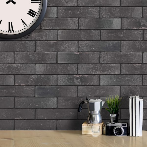 Merola Tile Sequoia Nero 2-1/2 in. x 9-7/8 in. Ceramic Wall Tile