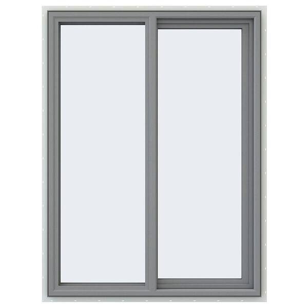 JELD-WEN 35.5 in. x 47.5 in. V-4500 Series Gray Painted Vinyl Right-Handed Sliding Window with Fiberglass Mesh Screen