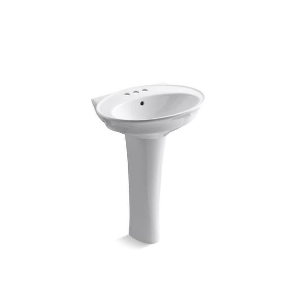 KOHLER Serif Pedestal Lavatory with 4 in. Centers in White-DISCONTINUED