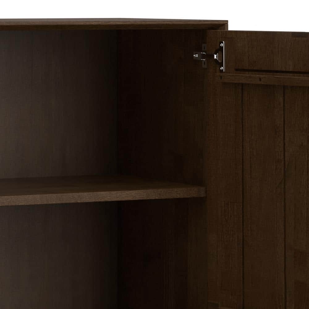 Walnut Brown Solid Wood and Metal 2-Door Sideboard Buffet