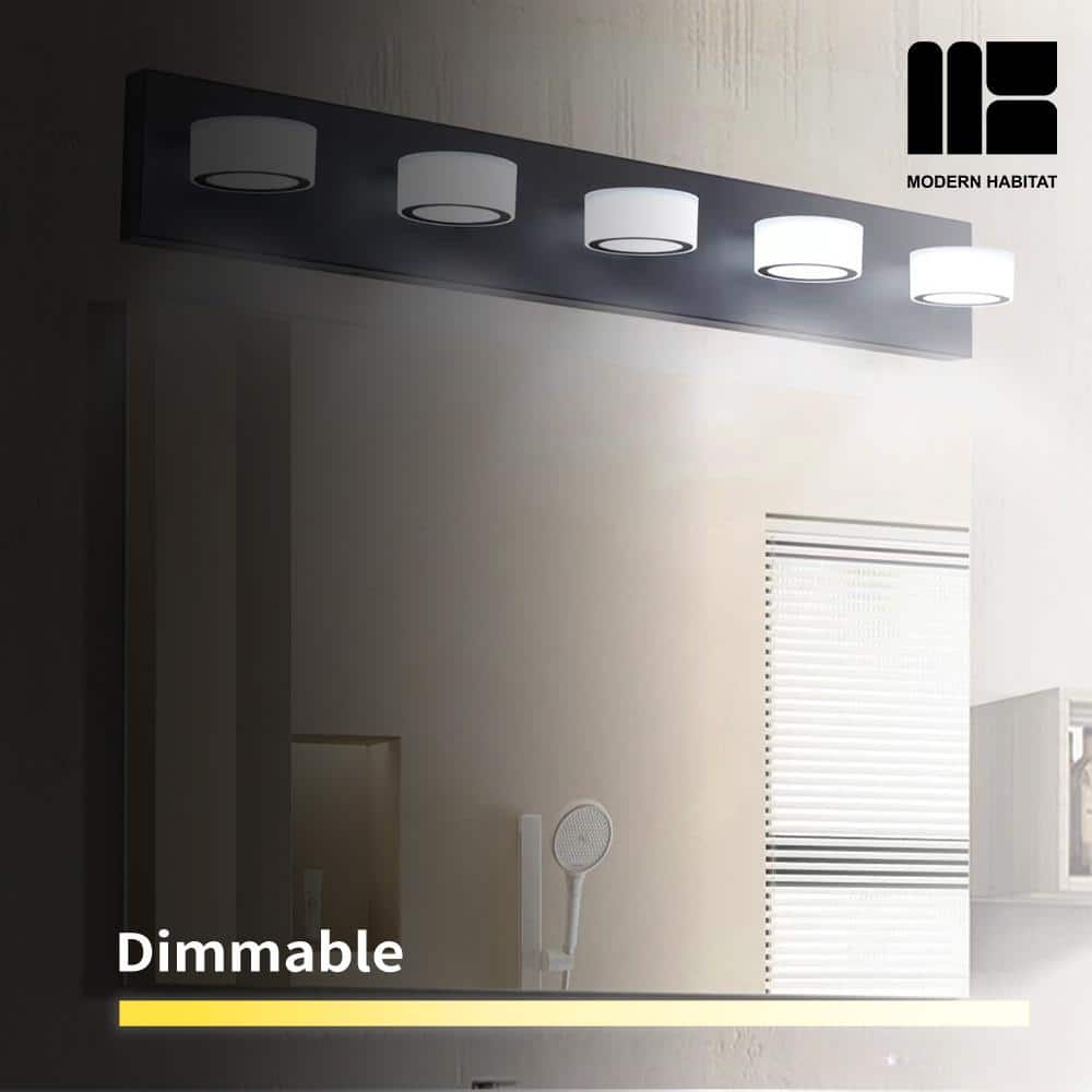 Black Adjustable 5-Light LED Vanity Light with Dome Shade