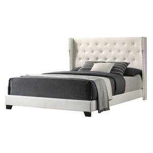 Larna White Faux Leather Upholstered Queen Panel Bed